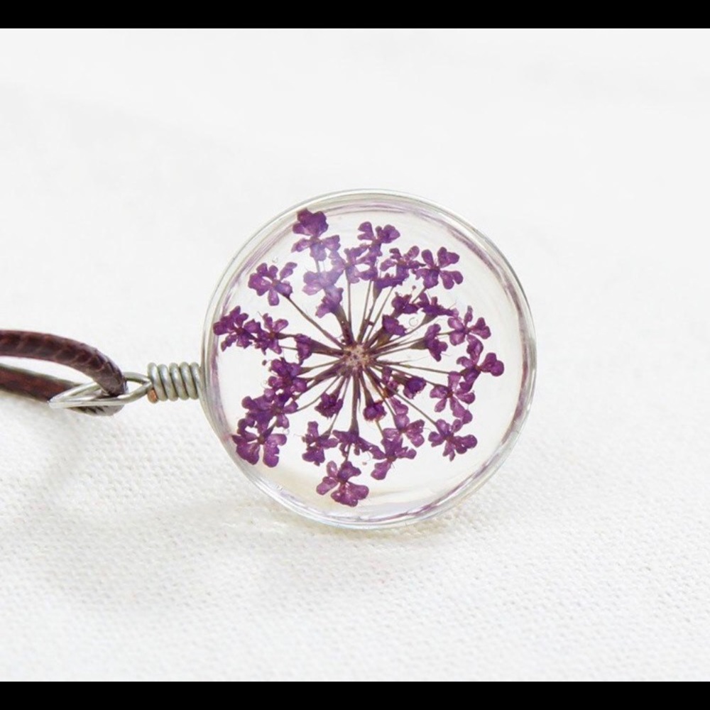 Purple Dried flower Pendant